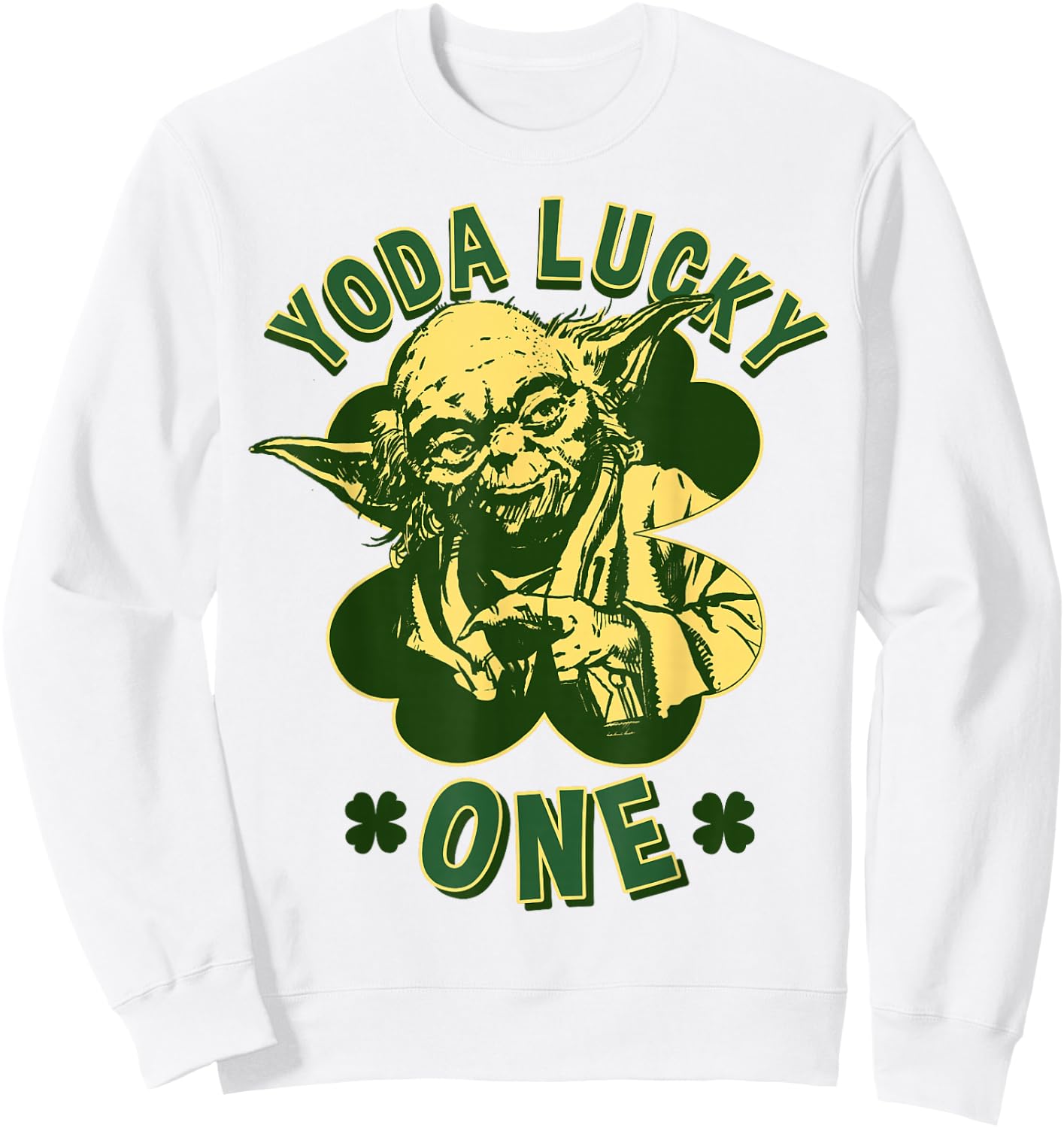 Star Wars St. Patrick's Day Yoda Lucky One Retro Clover Sweatshirt - Sweatshirt | White