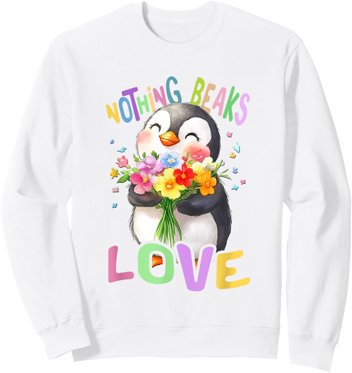 Penguin with Flowers Cute Penguins Funny Sea Animal Daughter Sweatshirt - Sweatshirt | White