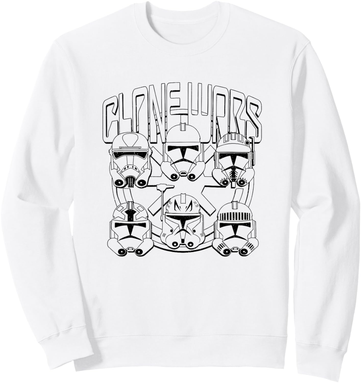 Star Wars: The Clone Wars Trooper Helmet Variety Line Art Sweatshirt - Sweatshirt | White
