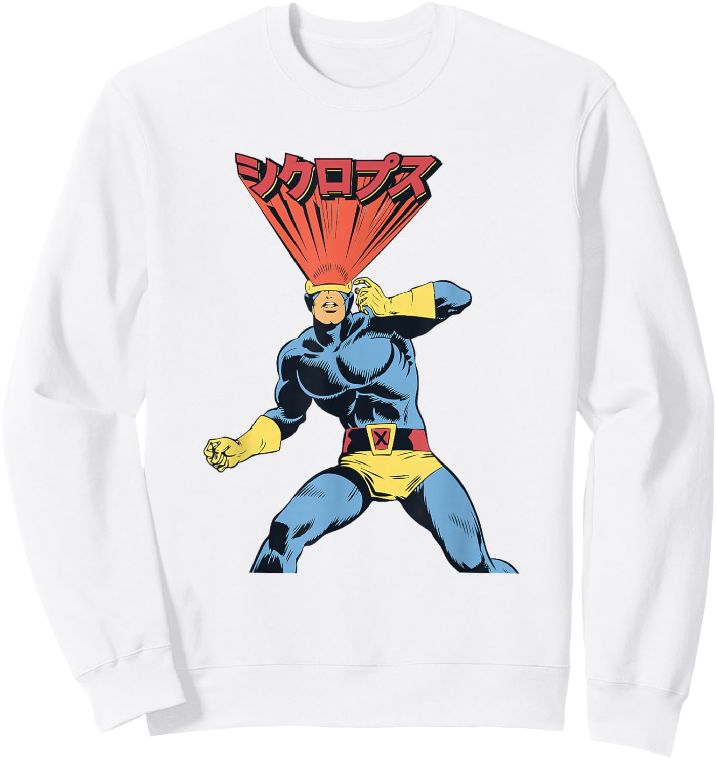 Marvel X-Men Cyclops Laser Eyes Kanji Retro Shot Sweatshirt - Sweatshirt | White