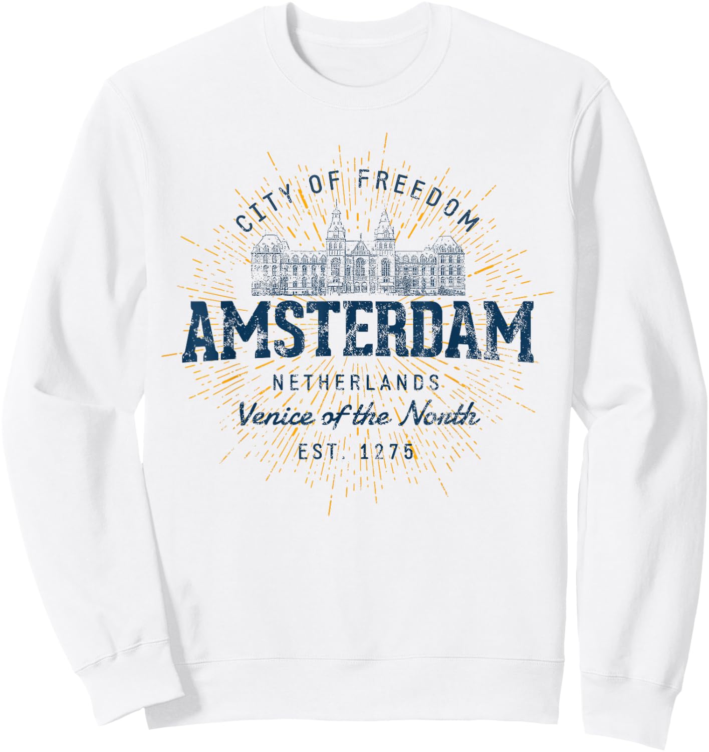 Netherlands Vintage Amsterdam Retro Sweatshirt - Sweatshirt | White