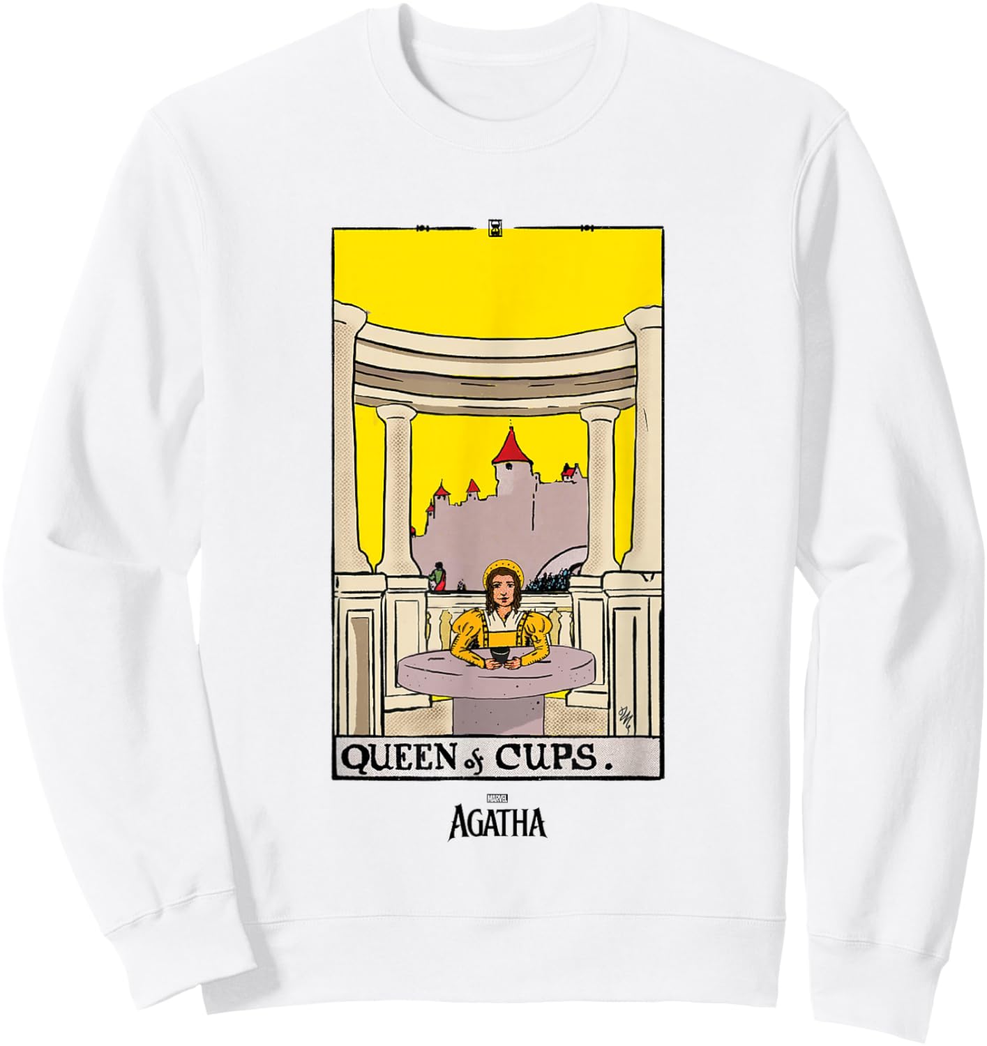 Marvel Agatha All Along Queen of Cups Vintage Tarot Card Sweatshirt - Sweatshirt | White