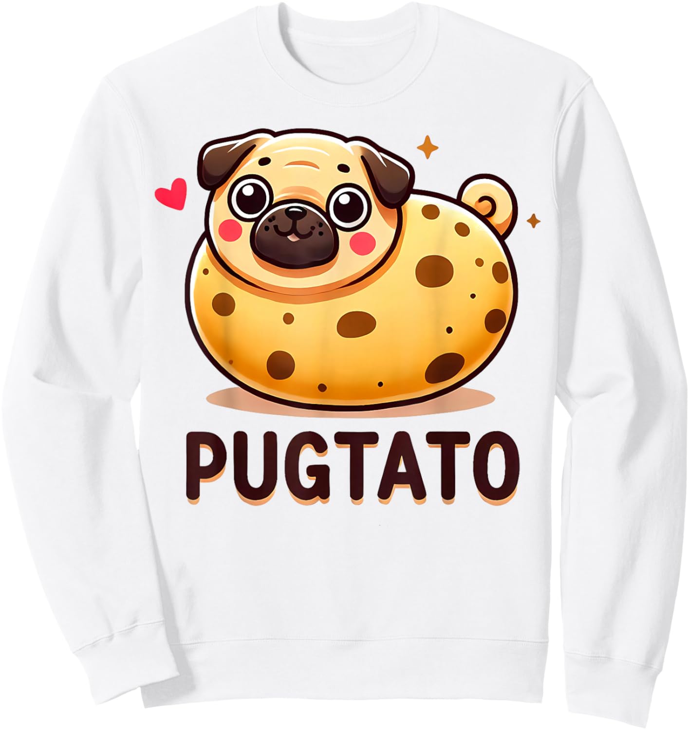 Pugtato Funny Pug Potato Dog Lover Pun Women Girls Kids Sweatshirt - Sweatshirt | White