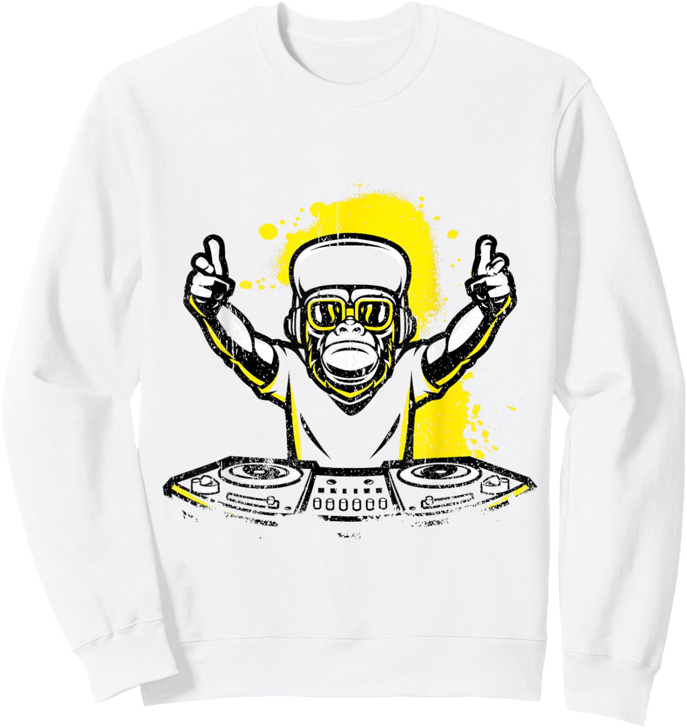 DJ Monkey Music Party Fun Sunglasses Fun Dancing Club Sweatshirt - Sweatshirt | White