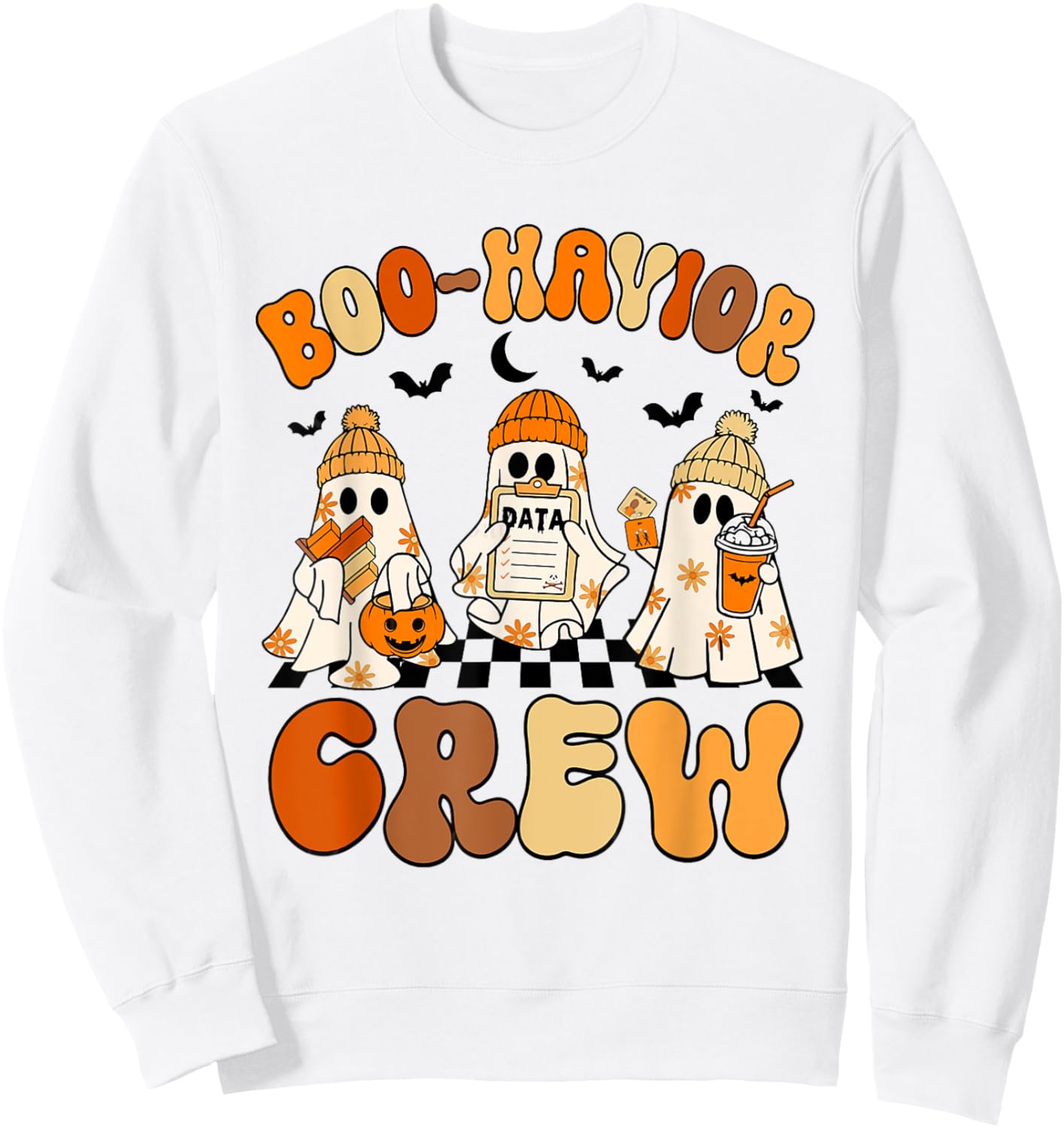 Retro Boo-Havior Crew Behavior Analyst Halloween ABA RBT Sweatshirt - Sweatshirt | White