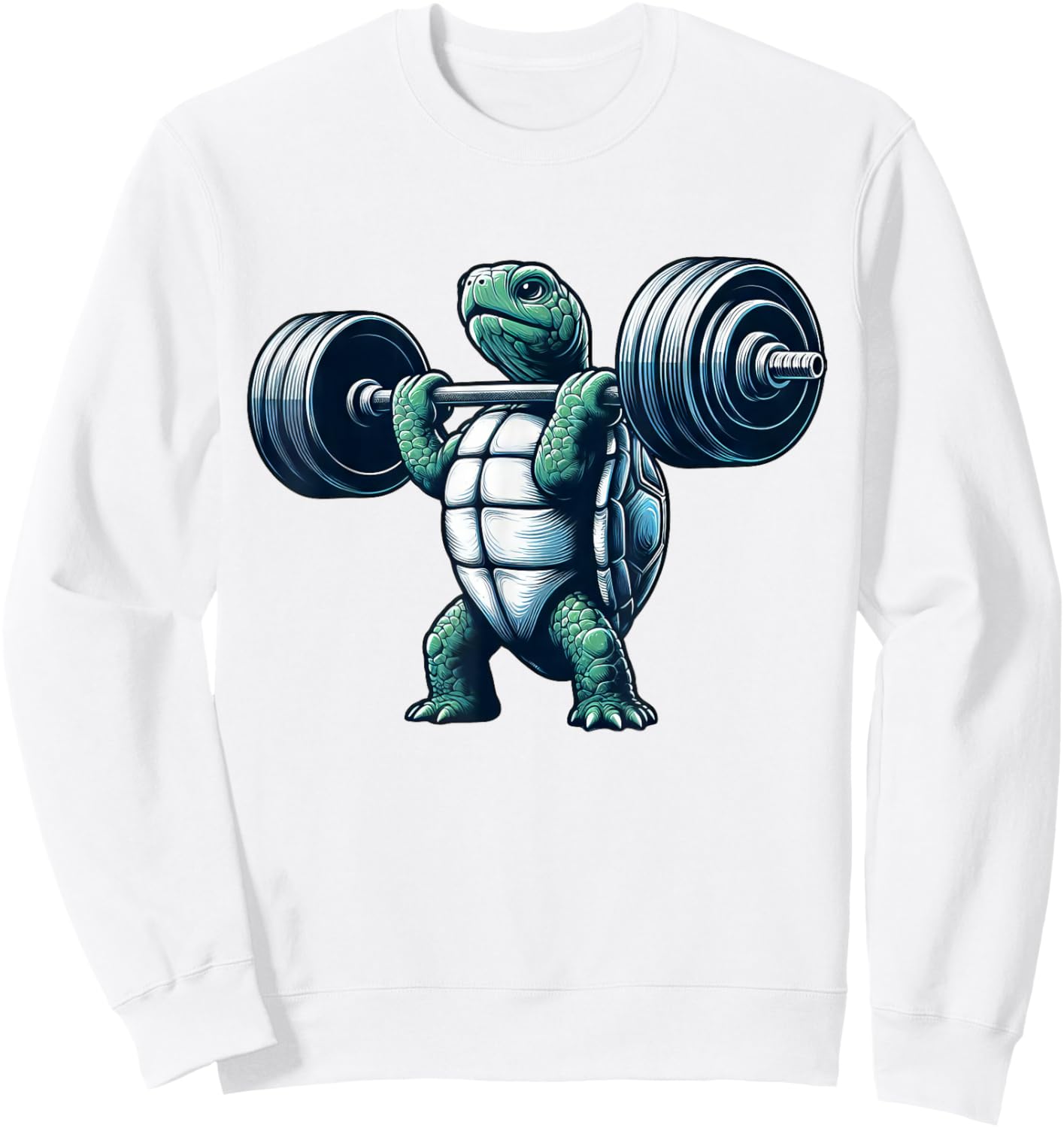 Strong Turtle Weightlifter Lifting Heavy Workout Sweatshirt - Sweatshirt | White