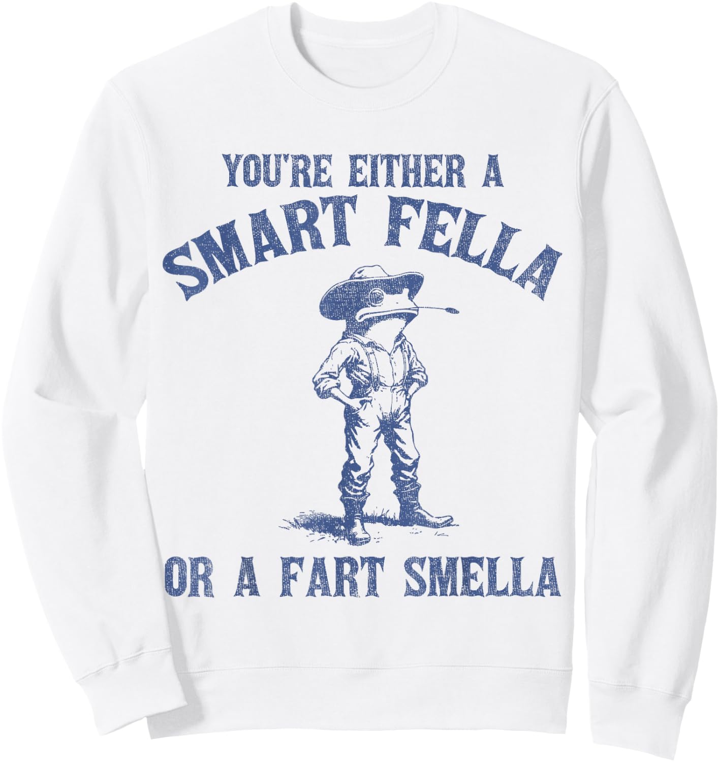 You're Either A Smart Fella Or A Fart Smella Funny Frog Sweatshirt - Sweatshirt | White
