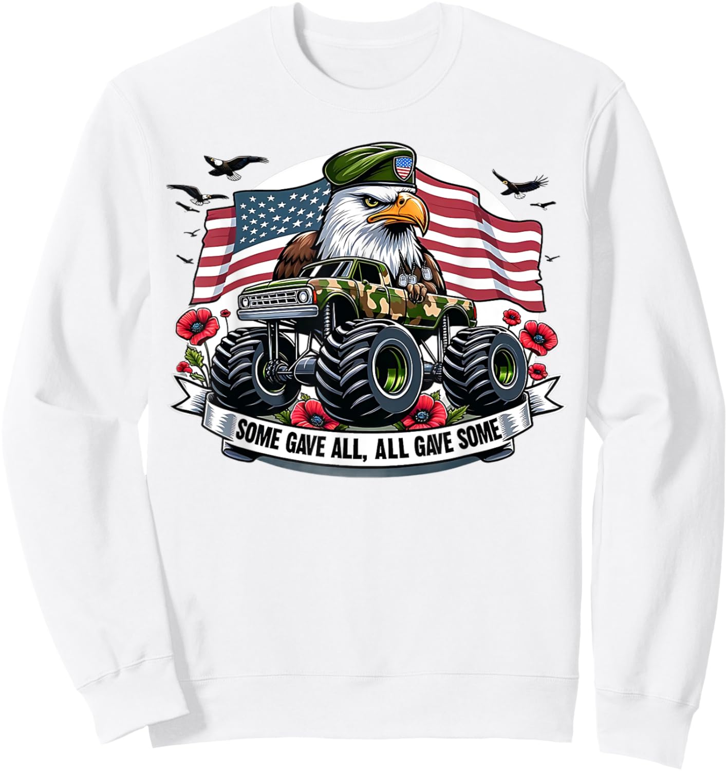 Kids Memorial Day Shirts Boys American Flag Shirt Eagle USA Sweatshirt - Sweatshirt | White