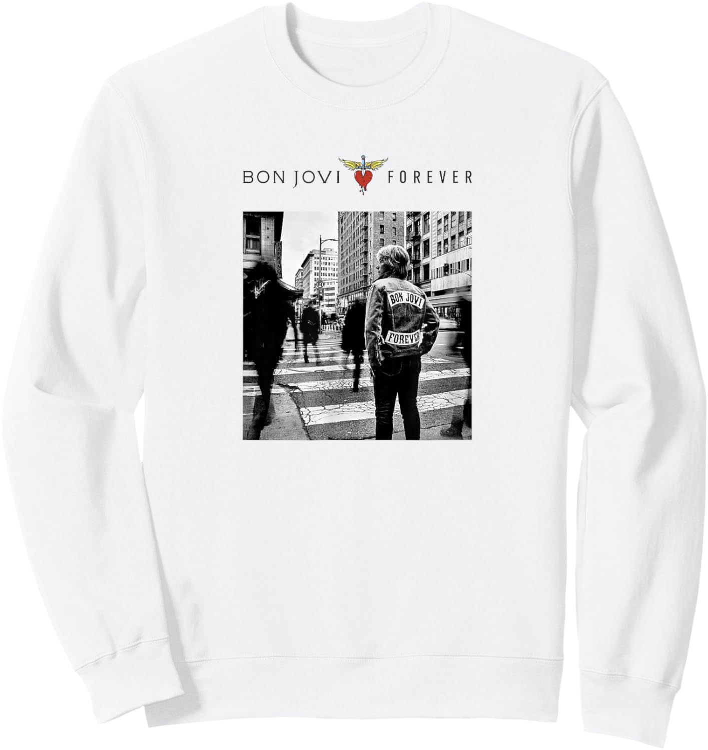 Official Bon Jovi Forever Cover White Sweatshirt - Sweatshirt | White