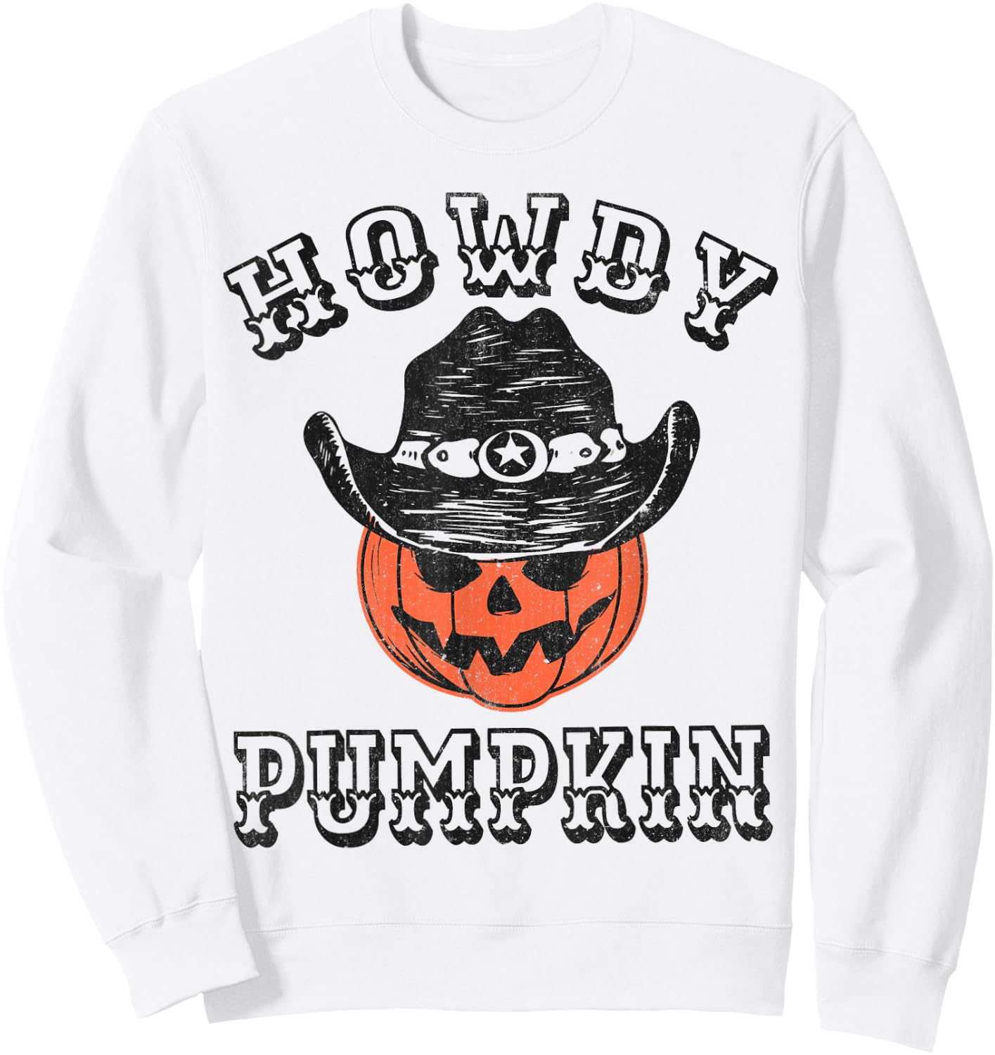 Howdy Pumpkin Funny Vintage Western Country Halloween Sweatshirt - Sweatshirt | White