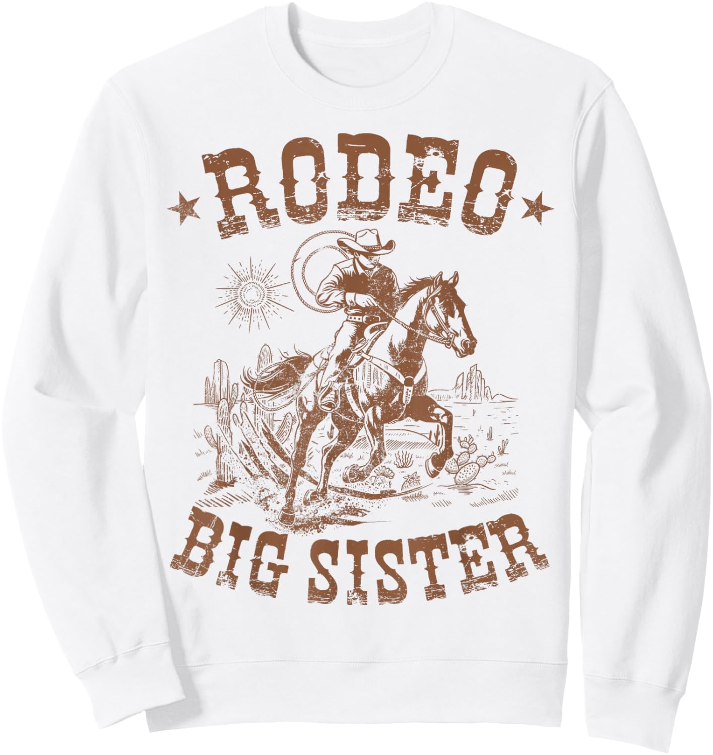 Rodeo Big Sister Western Cowboy Birthday Family Matching Sweatshirt - Sweatshirt | White