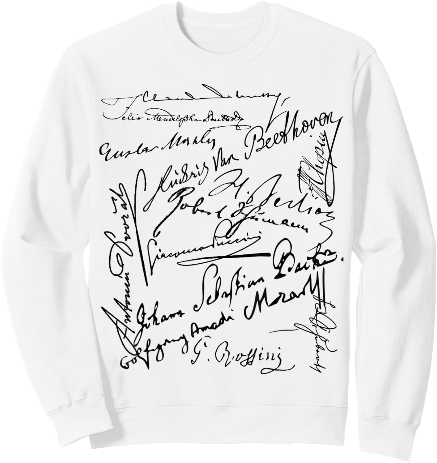 Composer signatures Bach Beethoven Mahler Mozart Rossini Sweatshirt - Sweatshirt | White