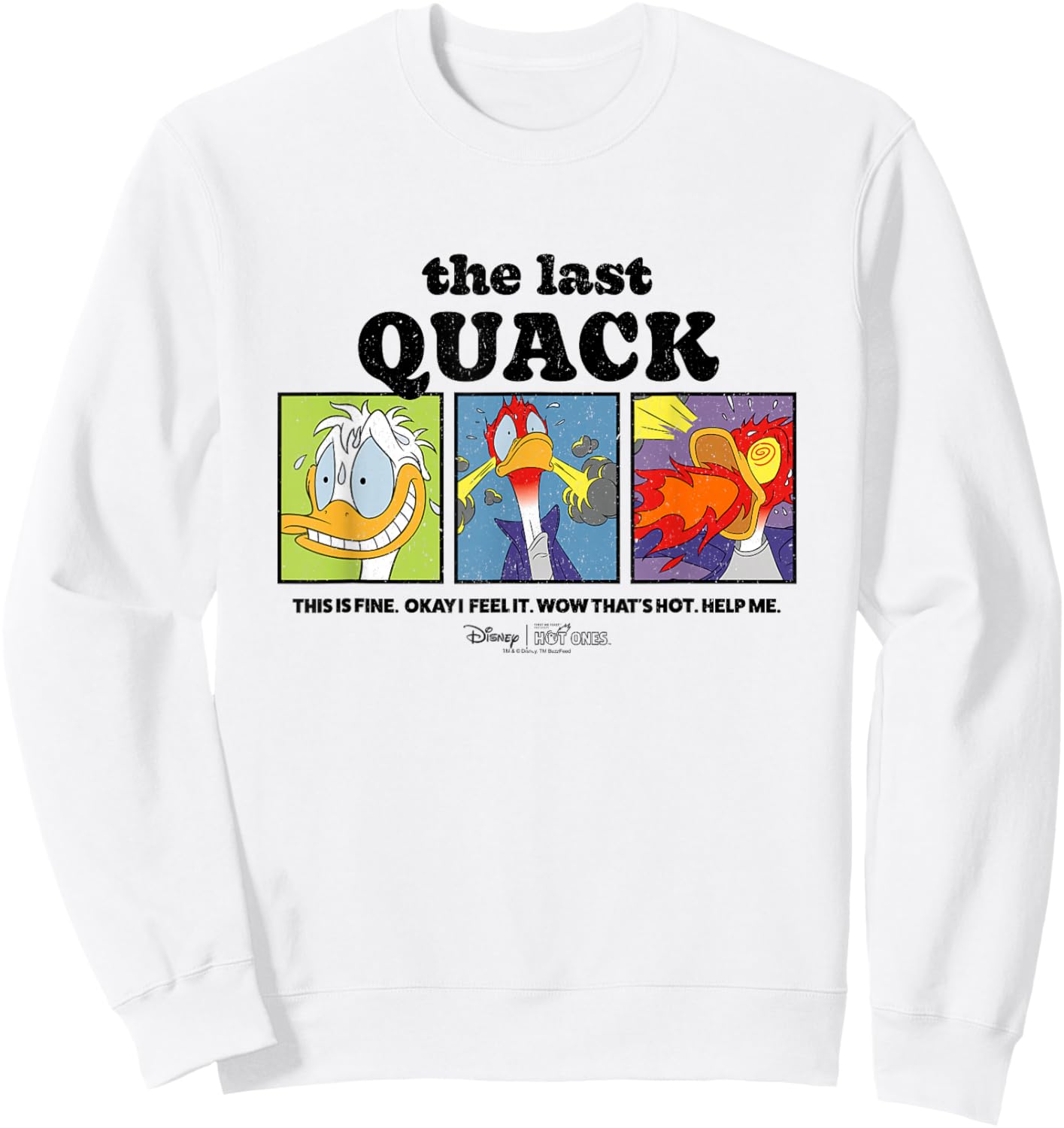 Disney Hot Ones Donald Duck The Last Quack Panels Distressed Sweatshirt - Sweatshirt | White