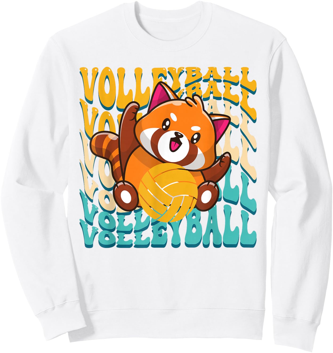 Peace Love Volleyball Player Red Panda Women Teen Girls Sweatshirt - Sweatshirt | White