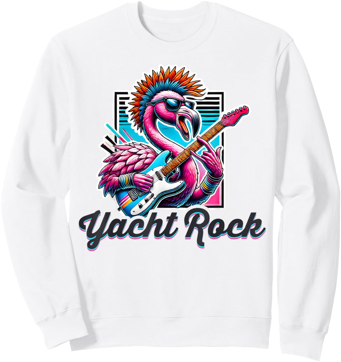 Yacht Rock Flamingo Retro Style, 70s 80s Soft Rock Retro Sweatshirt - Sweatshirt | White