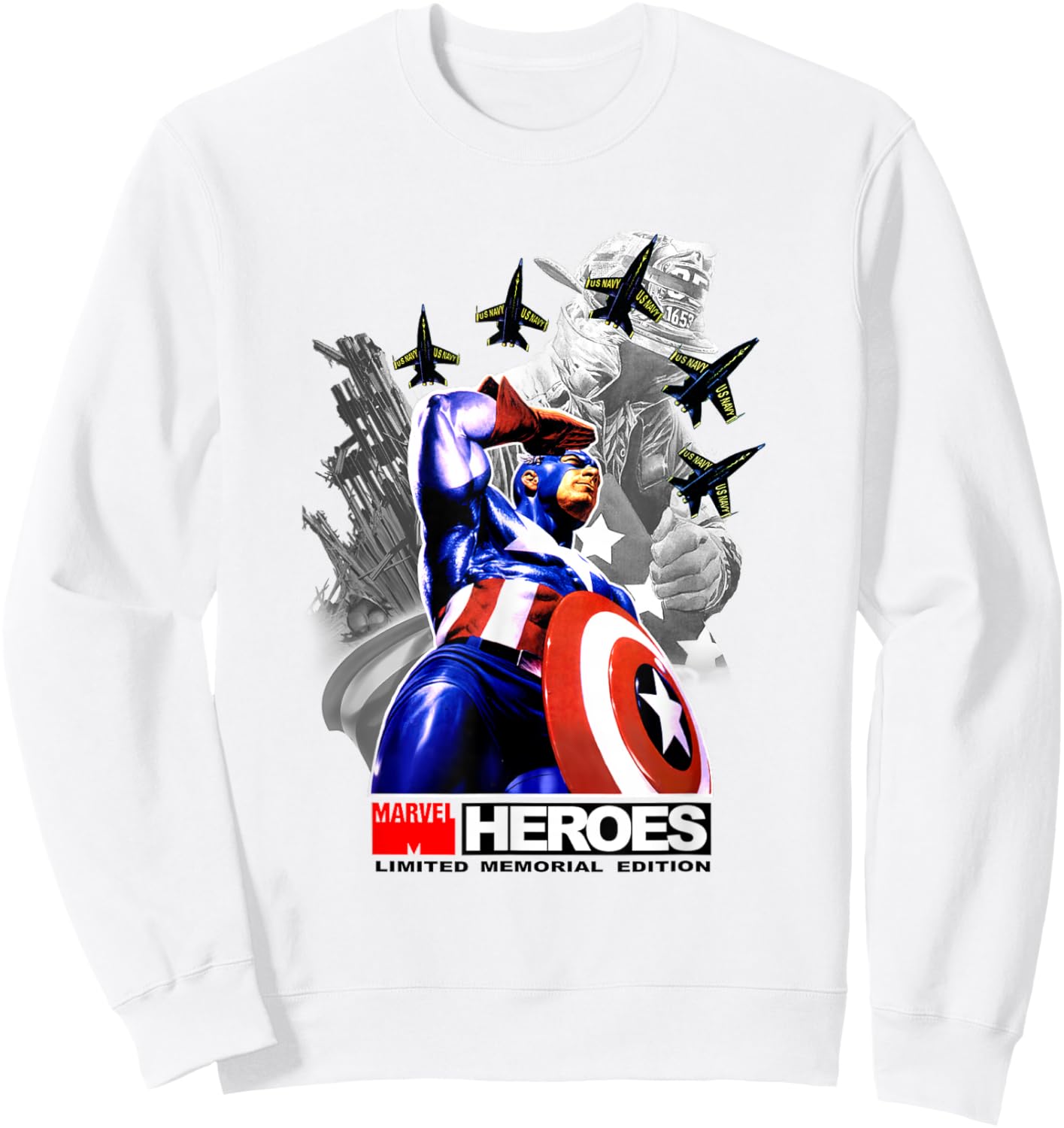 Marvel Captain America New York Heroes Memorial Tribute Sweatshirt - Sweatshirt | White