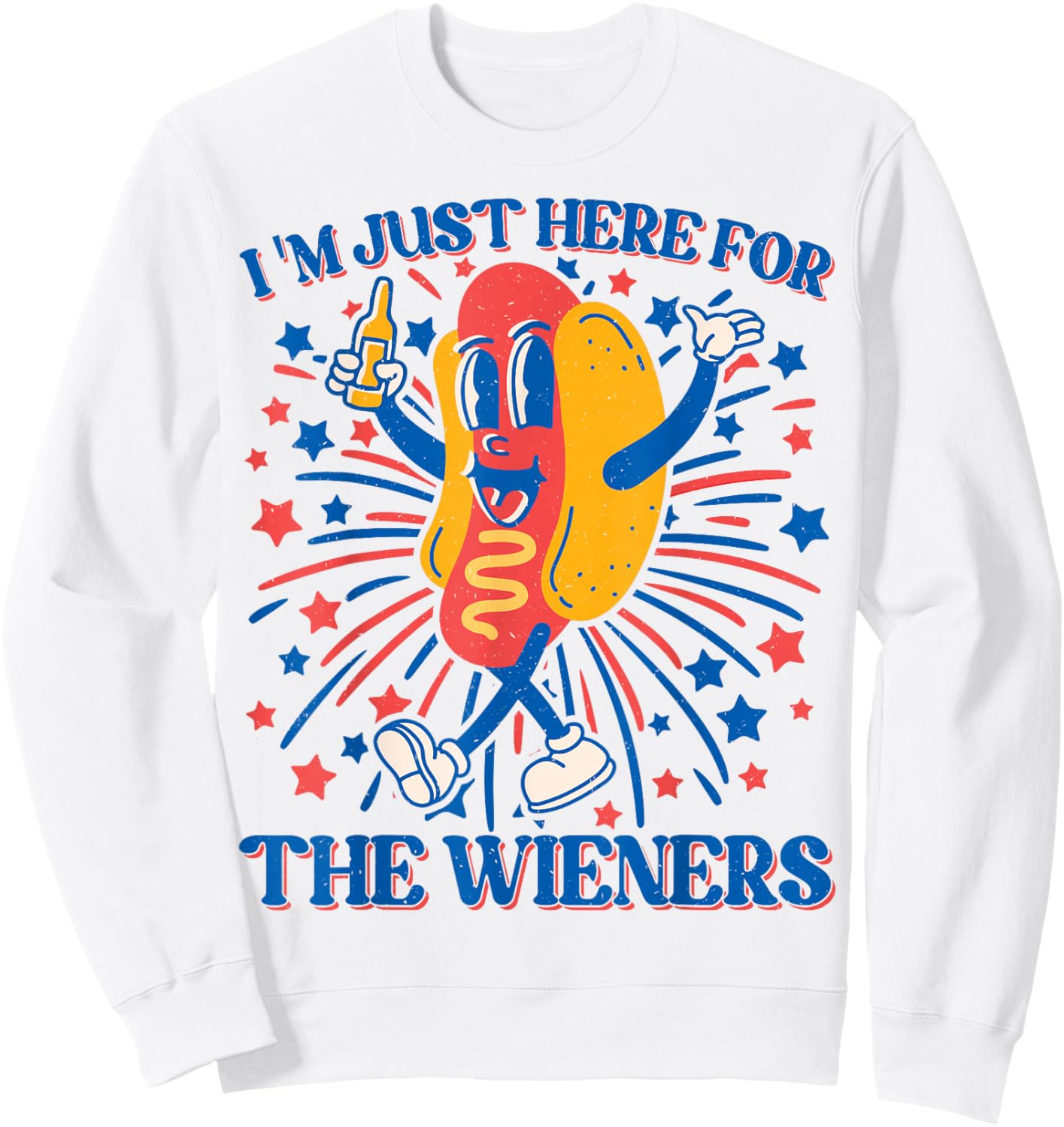 Hot Dog I'm Just Here For The Wieners 4Th Of July Sweatshirt - Sweatshirt | White
