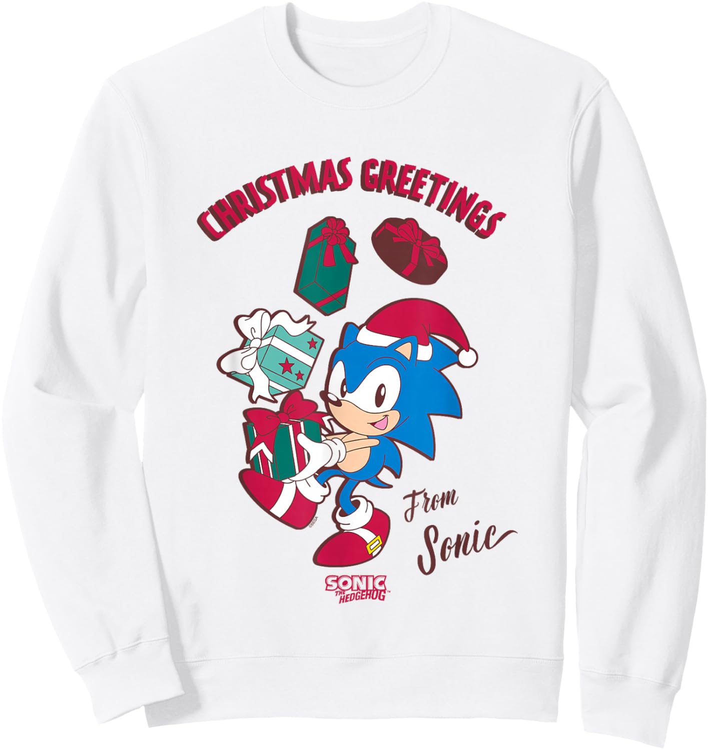 Sonic The Hedgehog Christmas Greetings From Sonic Retro Sweatshirt - Sweatshirt | White