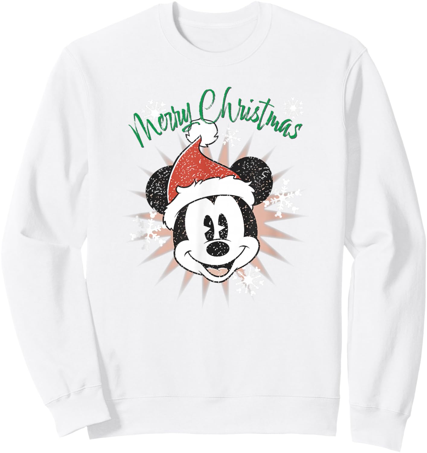 Disney Mickey Merry Christmas Snowflakes & Star Sweatshirt - Sweatshirt | White