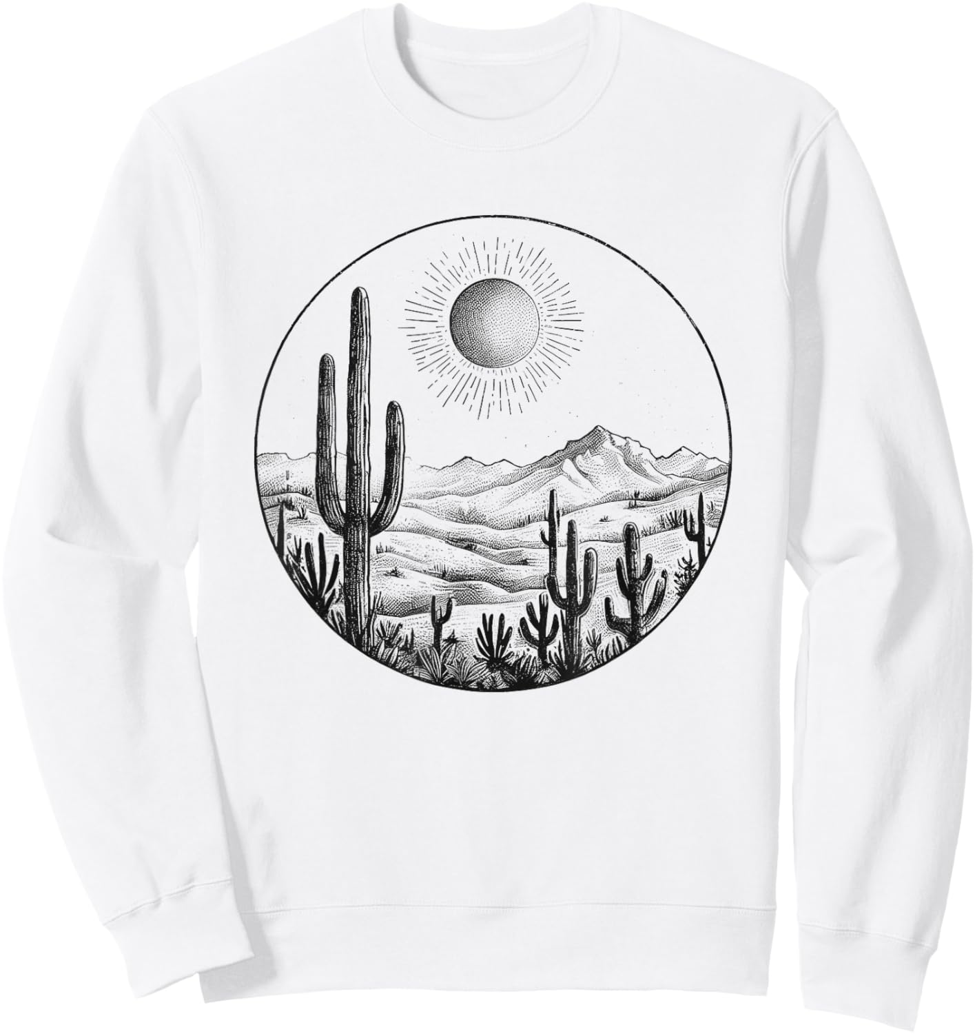 Desert Cactus Plants Adventure Arizona Cactus Scene Vintage Sweatshirt - Sweatshirt | White