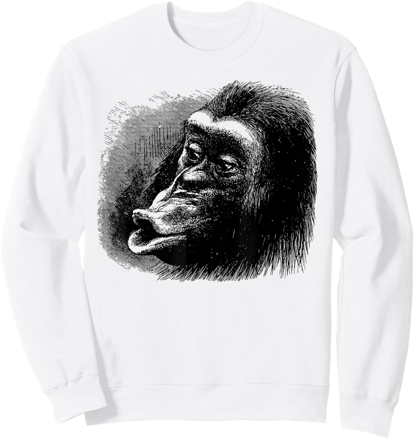 Chimpanzee Monkey Face Art-Vintage Chimp Funny Monkey Sweatshirt - Sweatshirt | White