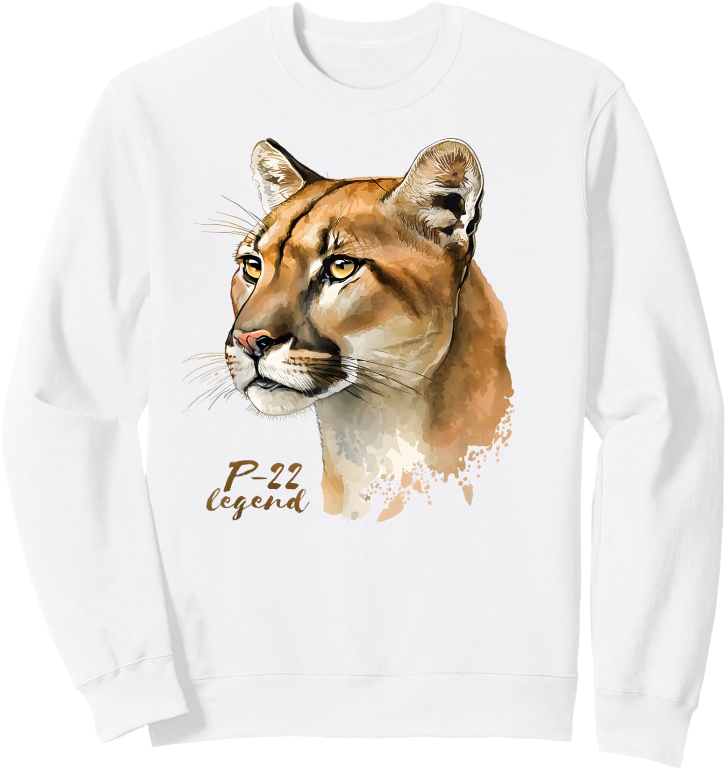 P-22 Mountain Lion Legend California Wildlife P22 Art Sweatshirt - Sweatshirt | White