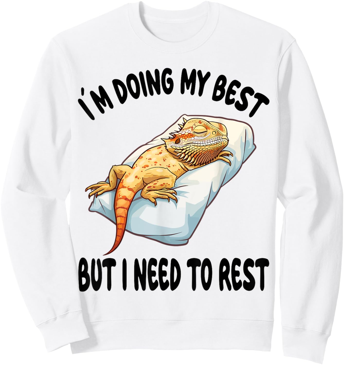 Bearded Dragon Pajamas Nightgown Sleeping Napping Sweatshirt - Sweatshirt | White
