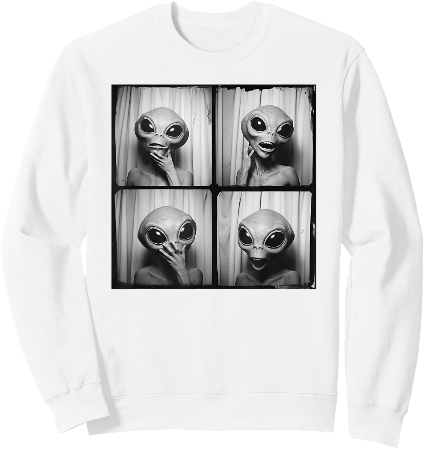 Grey Alien Head Real Martian Photograph Retro Alien Sweatshirt - Sweatshirt | White