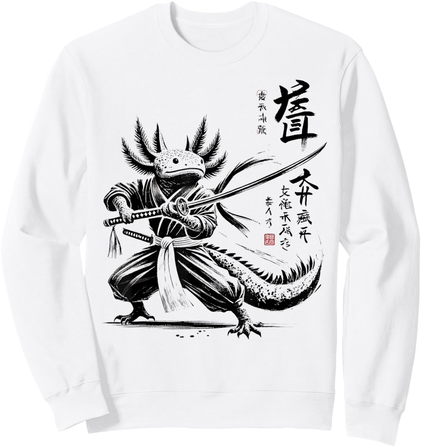 Japan Samurai Warrior Axolotl Ninja Japanese Boys Girls Kids Sweatshirt - Sweatshirt | White