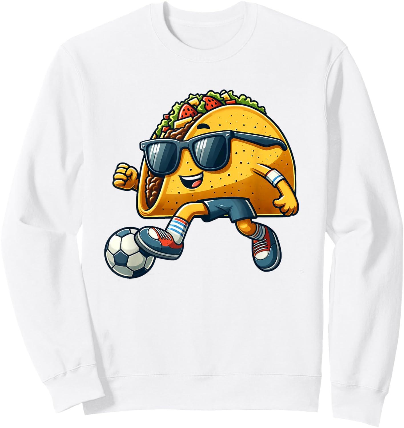 Taco Playing Soccer Mexican Cinco De Mayo Fiesta Kids Men Sweatshirt - Sweatshirt | White