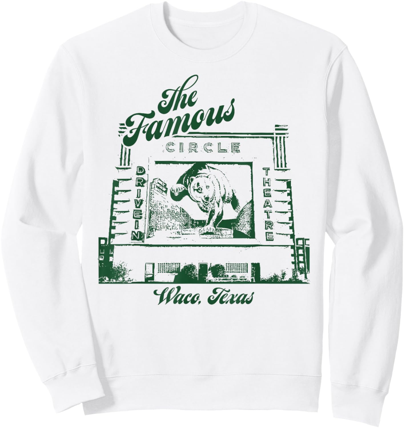 Vintage Circle Drive-In Movie Theater Outdoor Waco Texas Sweatshirt - Sweatshirt | White