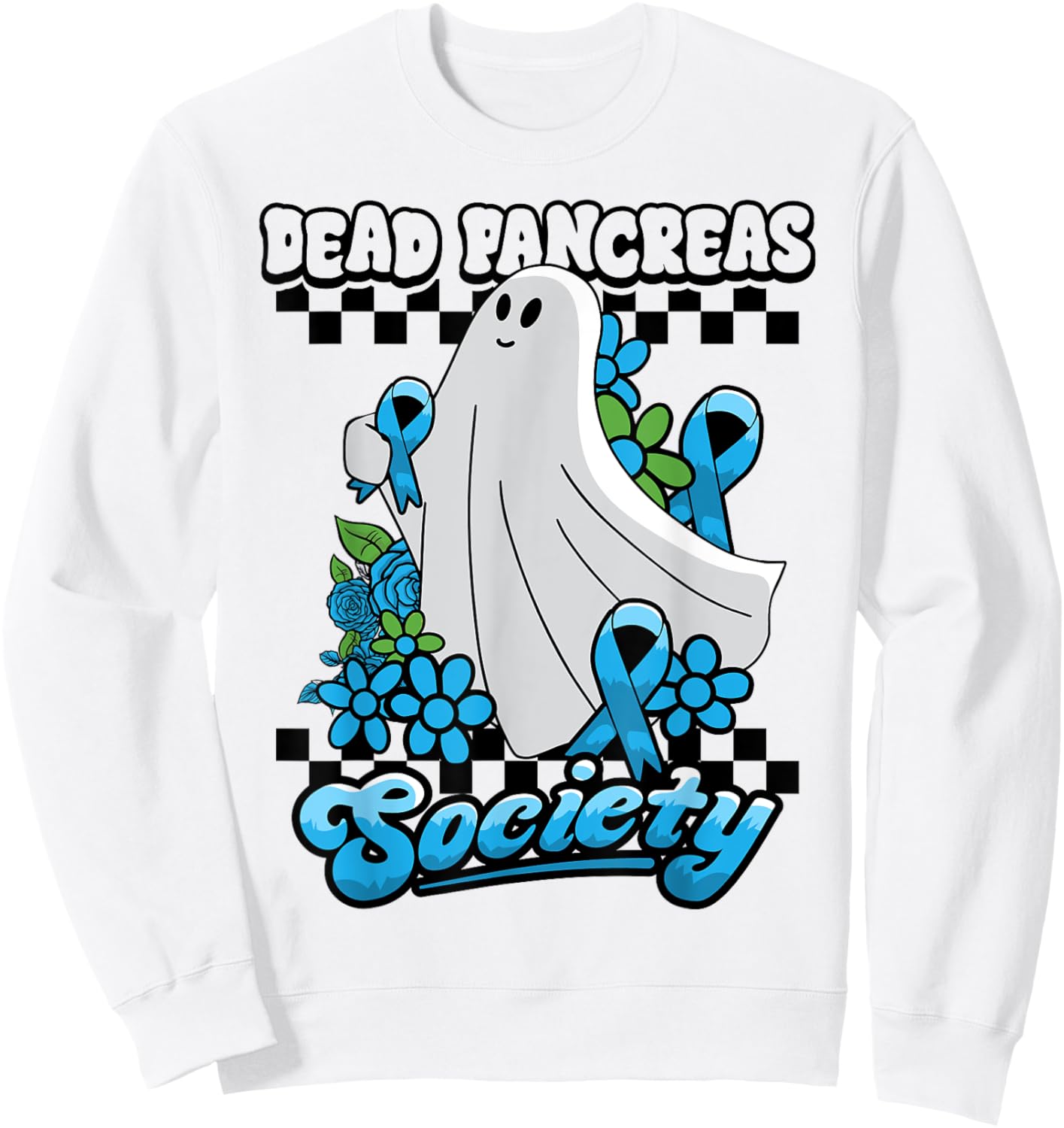 Diabetes Awareness Dead Pancreas Society Ghost Halloween Sweatshirt - Sweatshirt | White