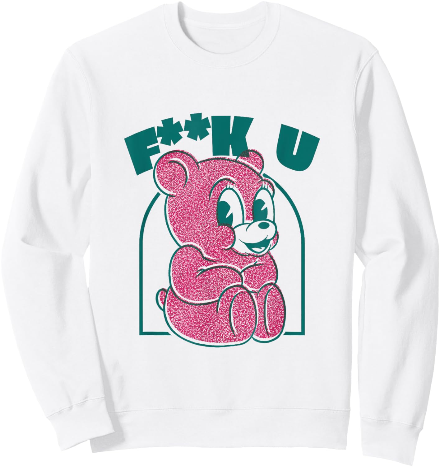 Cute teddy bear Fuck You provocative middle finger Sweatshirt - Sweatshirt | White