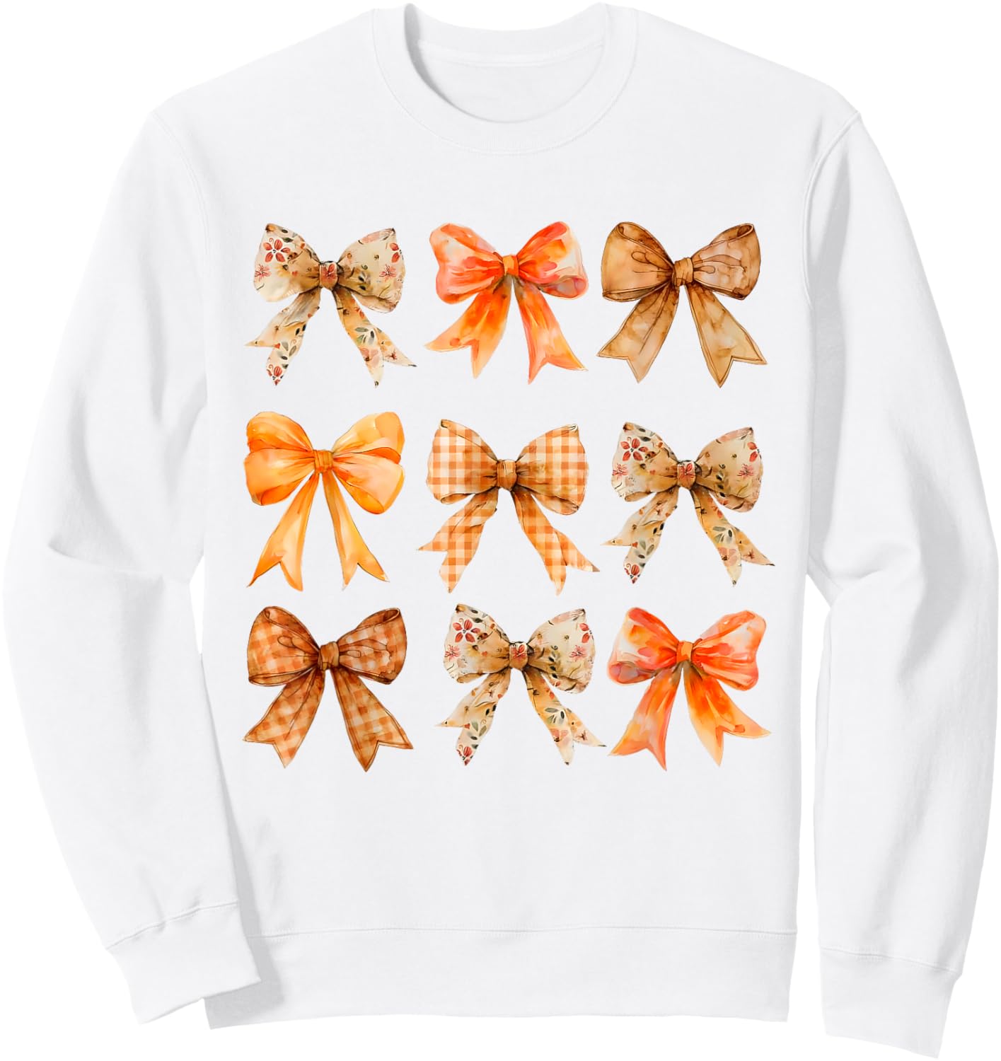 Fall Coquette Bow Vintage Fall Pumpkin Thanksgiving Women Sweatshirt - Sweatshirt | White