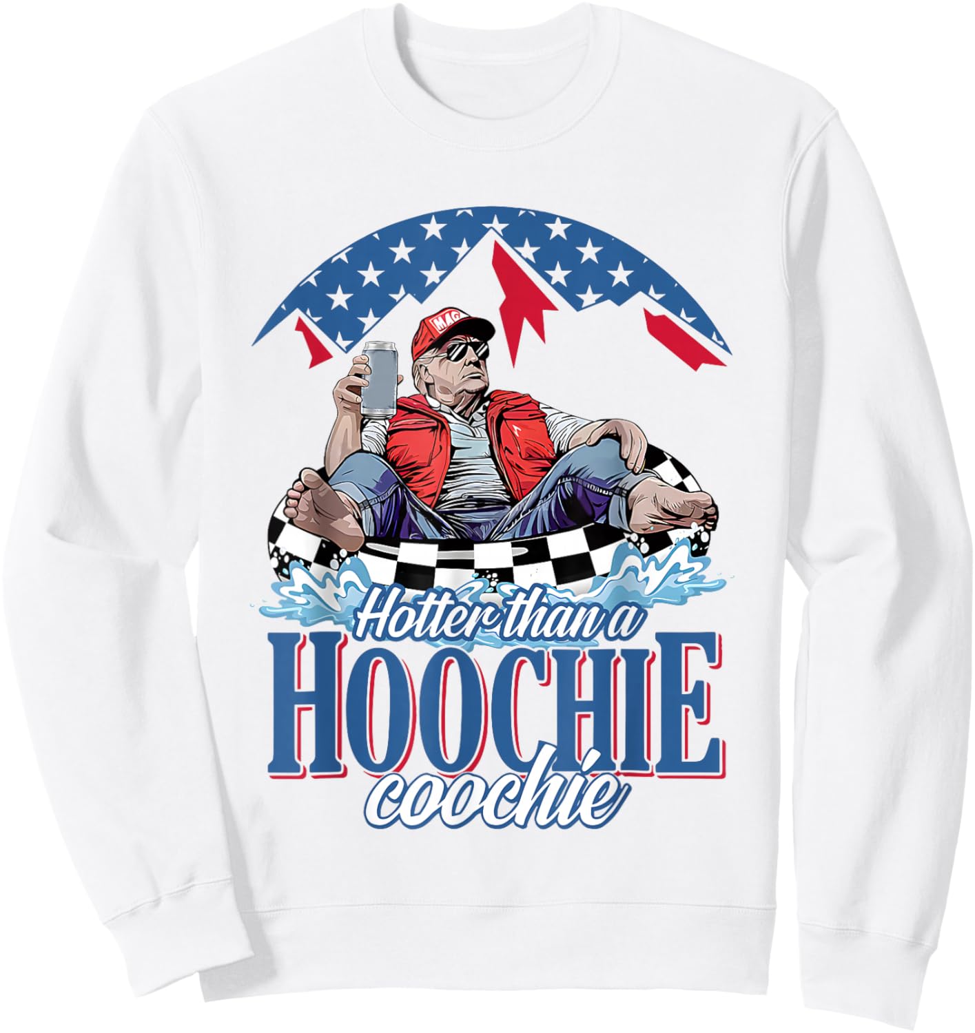 Hotter Than A Hoochie Trump Coochie Viral Trump Summer Vibes Sweatshirt - Sweatshirt | White