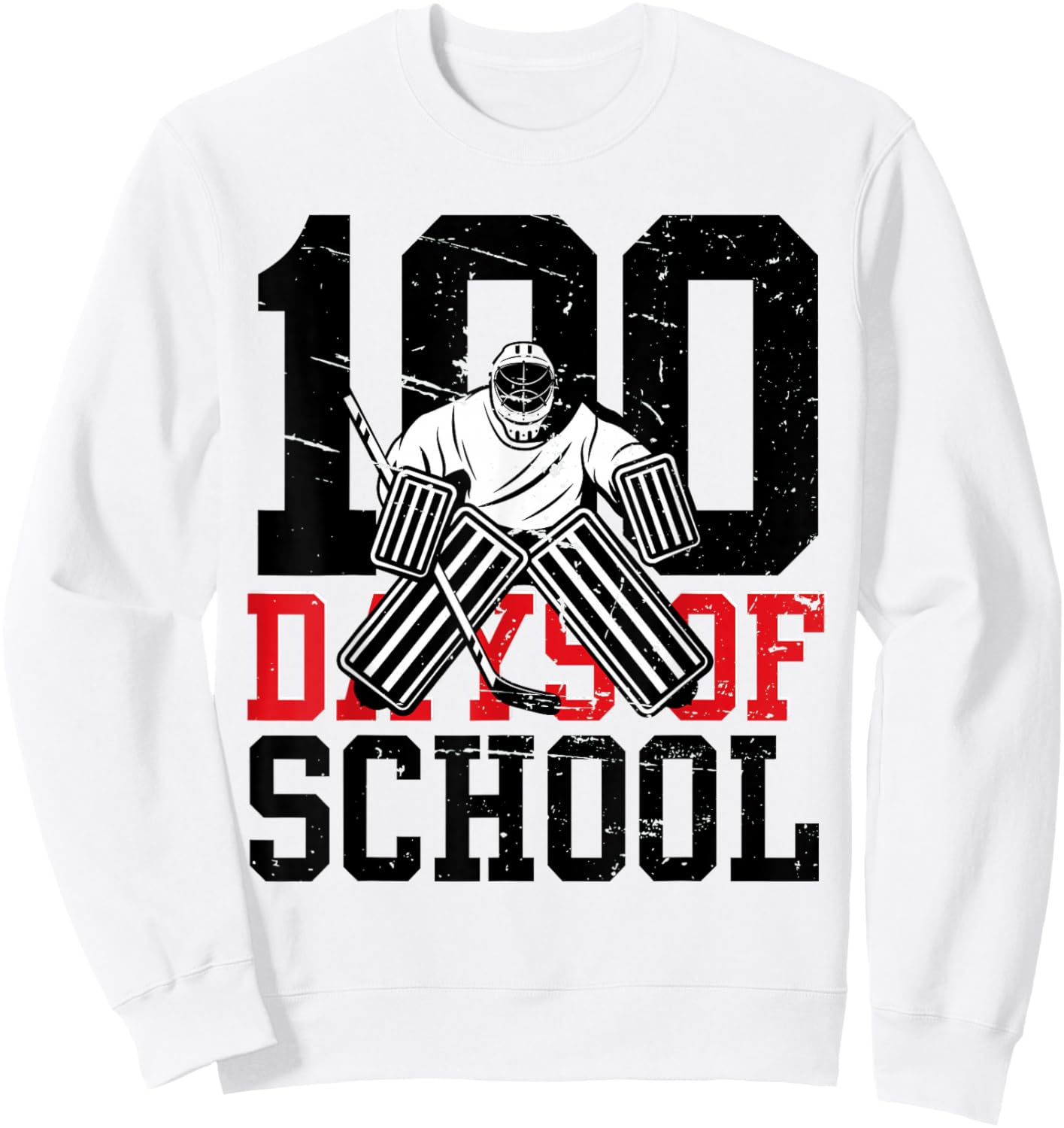100 Days Of School Ice Hockey Sport Student Teacher Sweatshirt - Sweatshirt | White