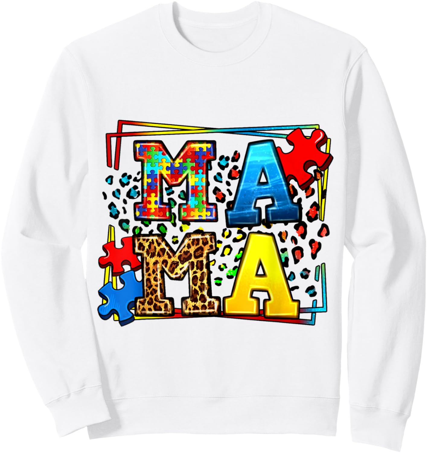 Mama Autism Funny Mom Christmas Mother Day Sweatshirt - Sweatshirt | White
