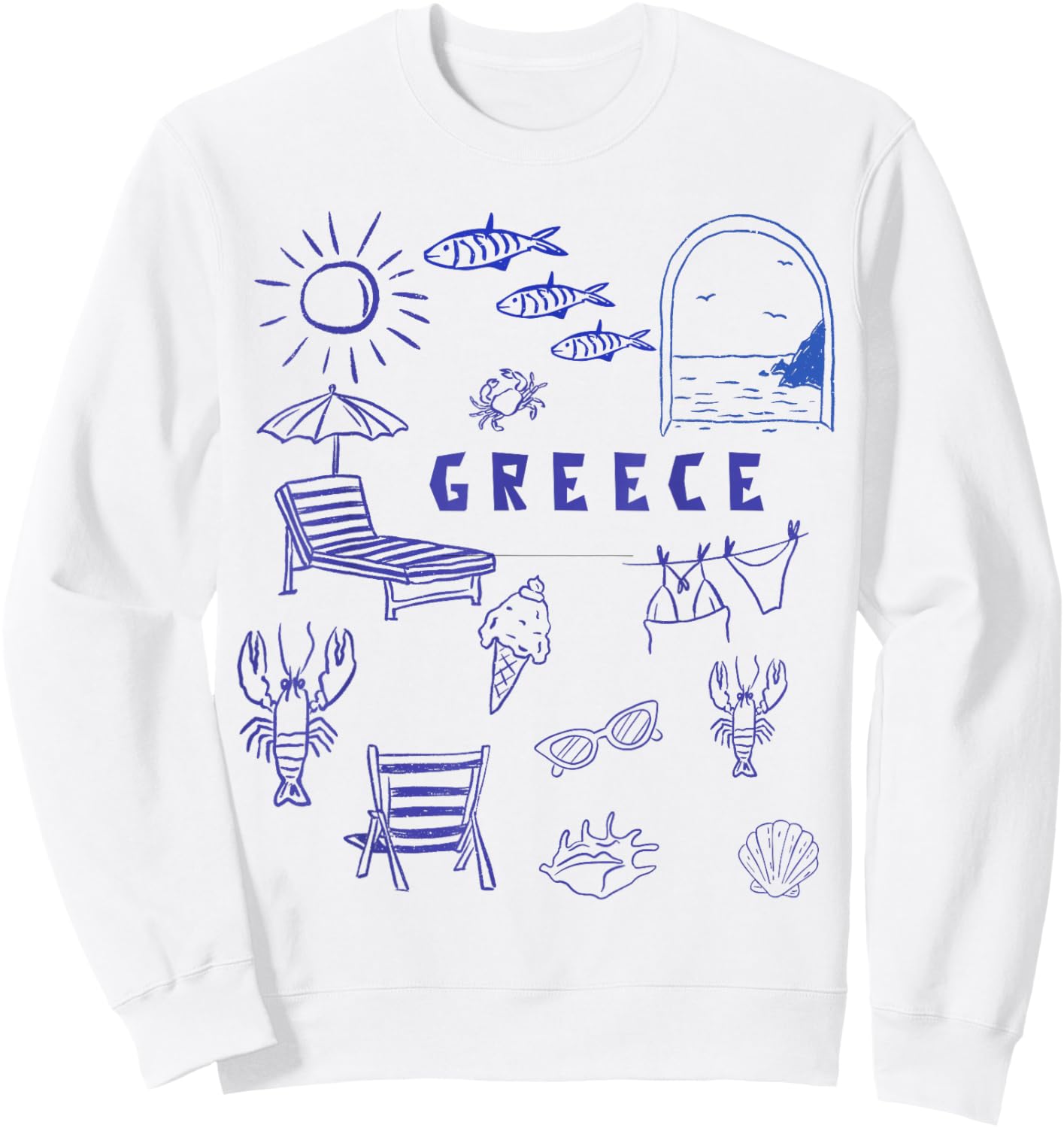 Greek Souvenir Kids Famous Icons from Greece Boys Girls Sweatshirt - Sweatshirt | White