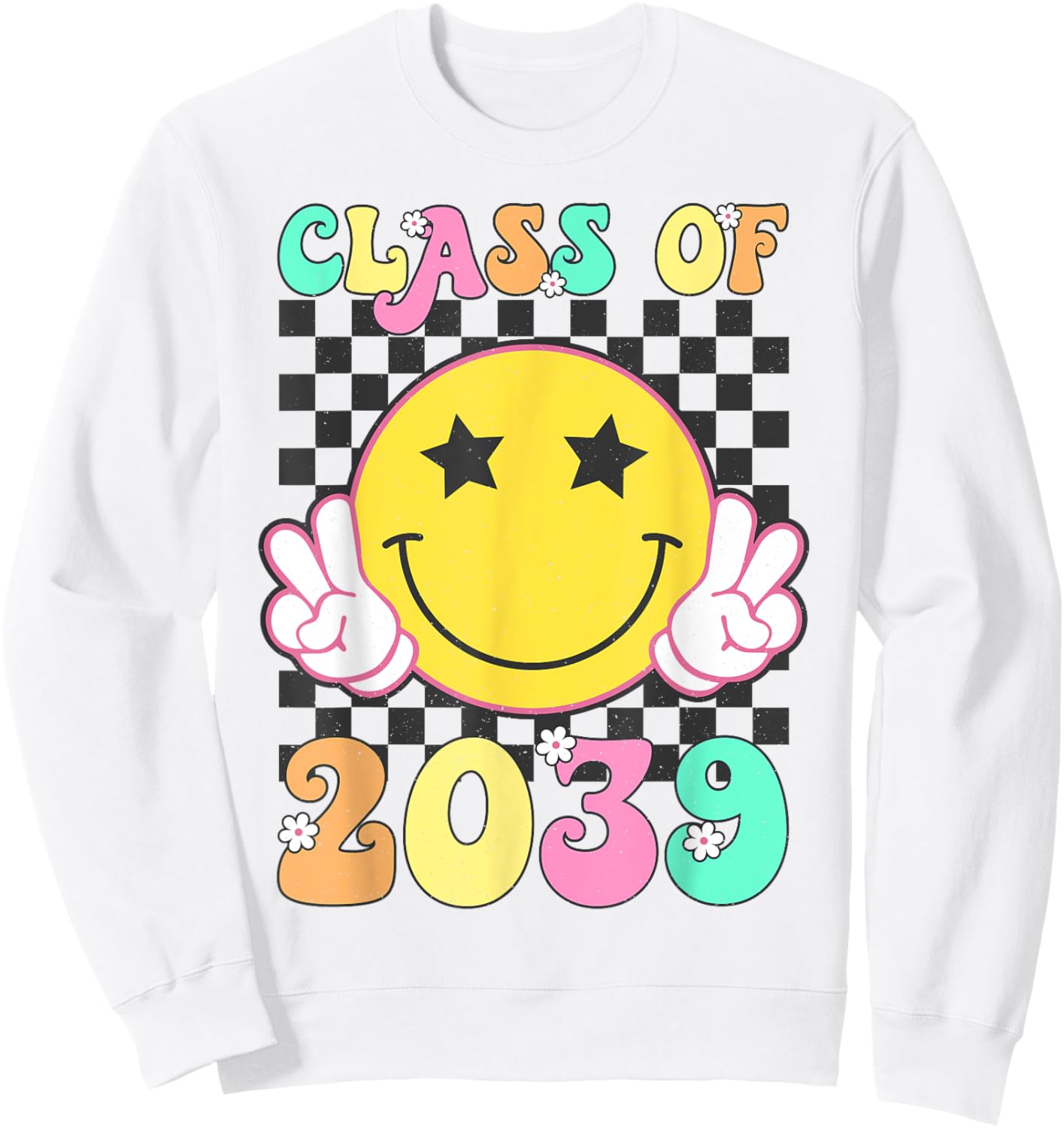 Retro Class of 2039 Grow With Me Back to School Kindergarten Sweatshirt - Sweatshirt | White