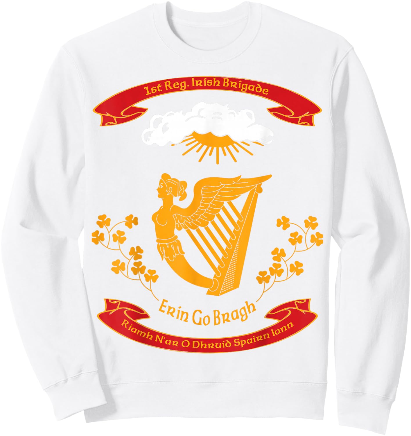 1987 Designs Civil War Era 1st Irish Brigade Flag Sweatshirt - Sweatshirt | White