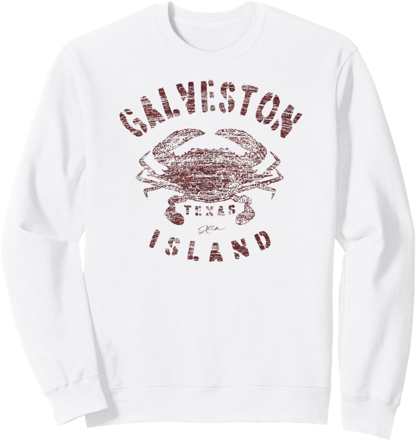 JCombs: Galveston Island, TX, Blue Crab (Distressed) Sweatshirt - Sweatshirt | White