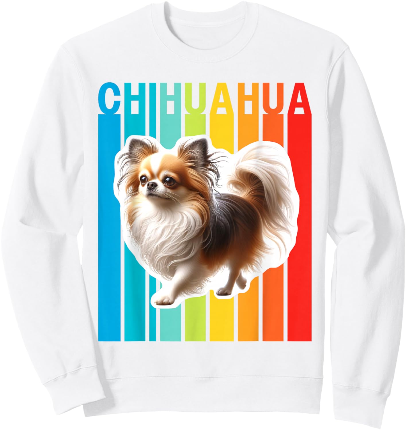 Colorful Long Haired Chihuahua Sweatshirt - Sweatshirt | White