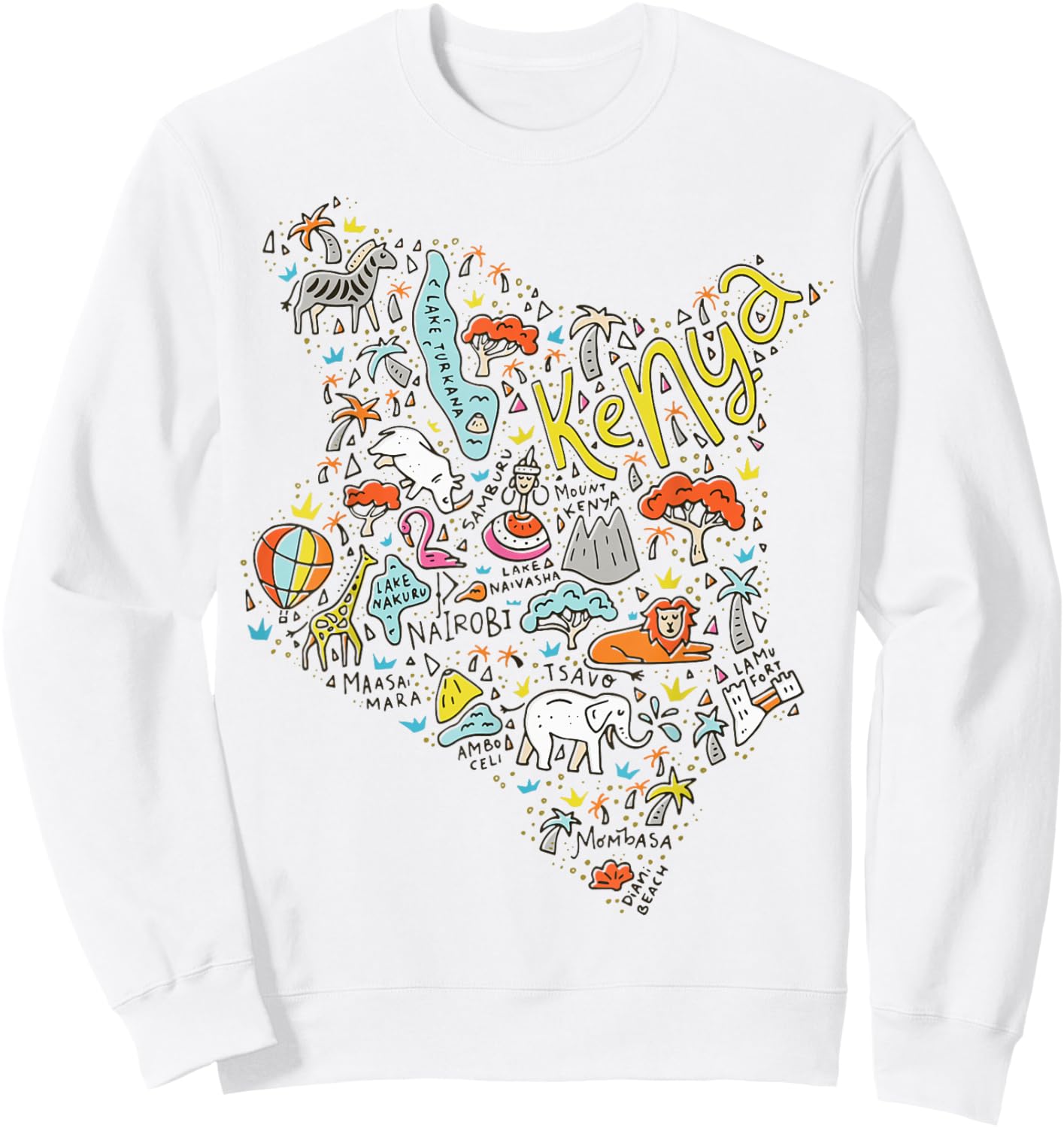 Travel Africa Kenya Map Nairobi Safari Masai Mara Vacation Sweatshirt - Sweatshirt | White