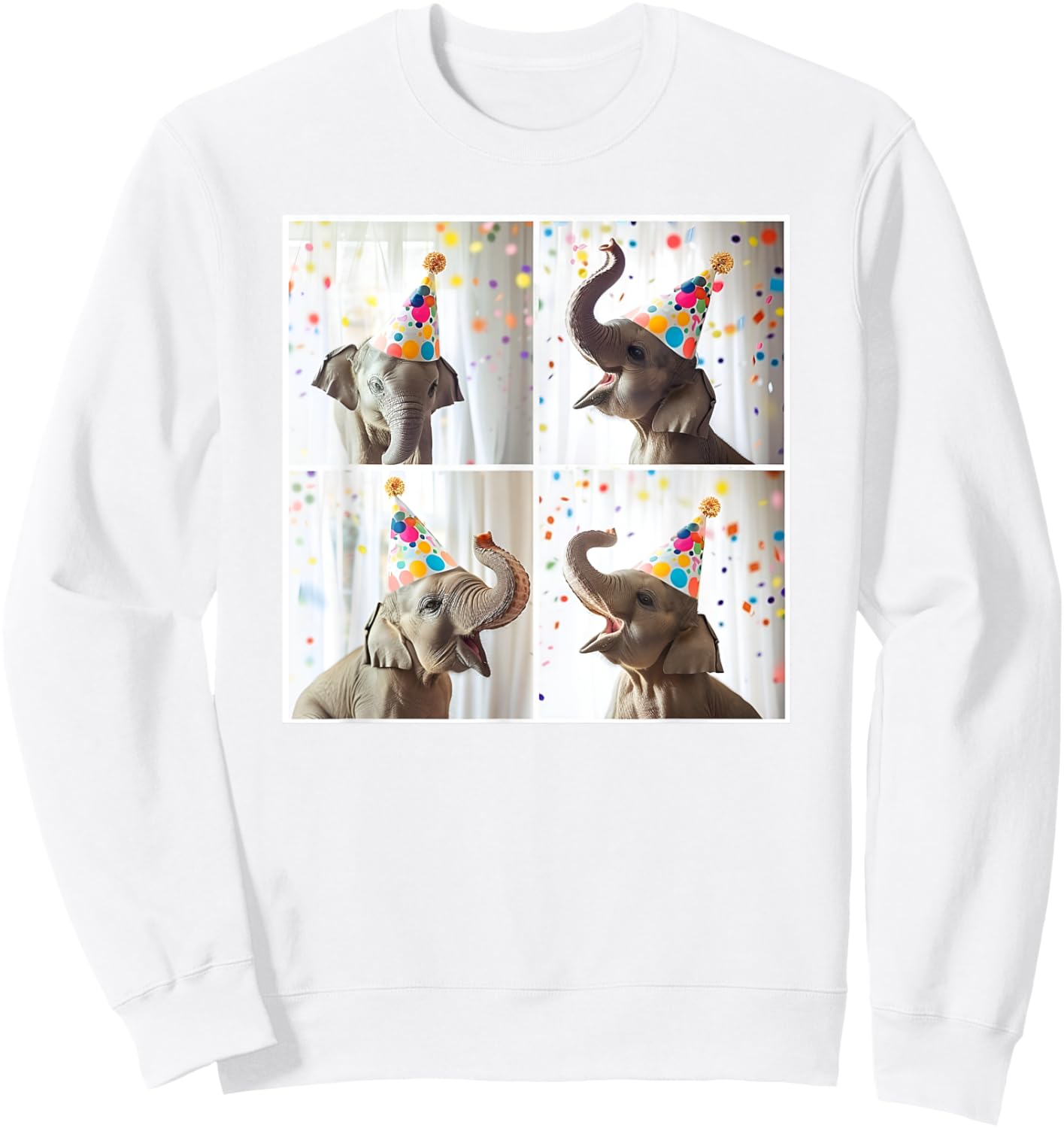 Baby Elephant Colorful Birthday Celebration Safari Animal Sweatshirt - Sweatshirt | White