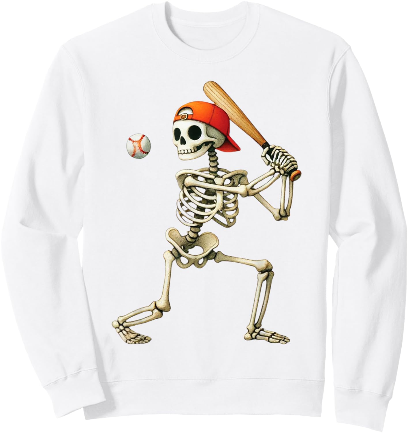 Skeleton Baseball Halloween Costume Funny Men Boys Kids Sweatshirt - Sweatshirt | White