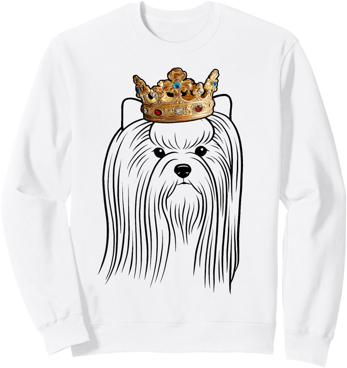 Biewer Terrier Dog Wearing Crown Men Women Girls Kids Sweatshirt - Sweatshirt | White