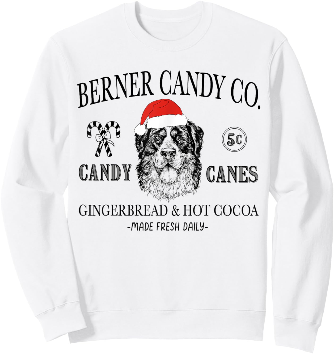 Funny Santa Bernese Mountain Dog Christmas Vintage Holiday Sweatshirt - Sweatshirt | White