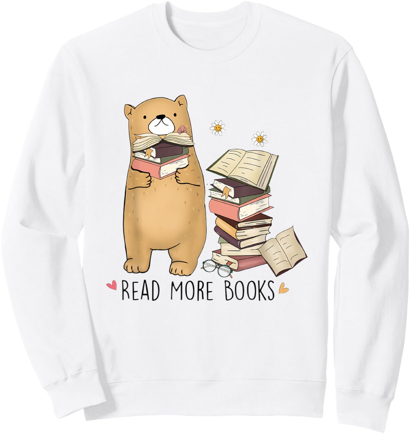 Read More Books Reading Book Lovers Bear Sweatshirt - Sweatshirt | White