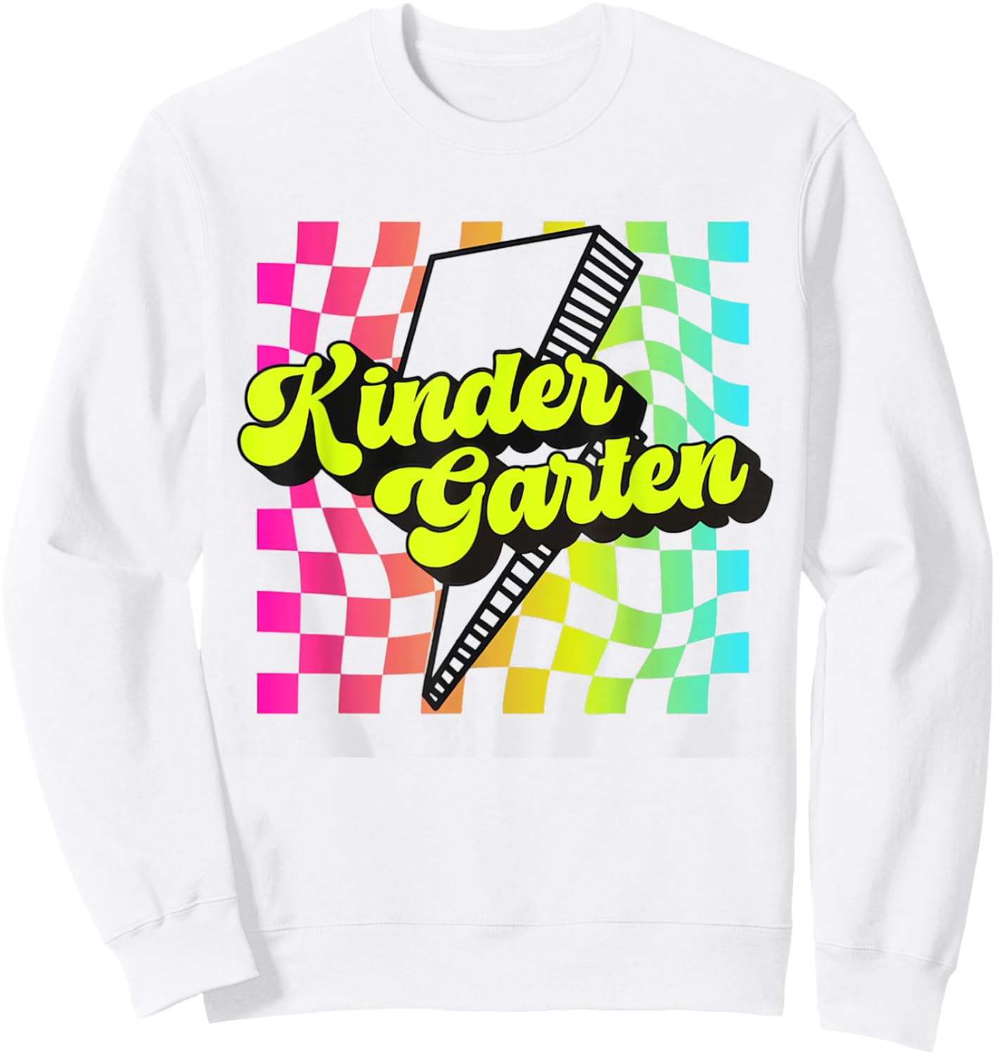 Retro Kindergarten Lightning Bolt Elementary Back To School Sweatshirt - Sweatshirt | White