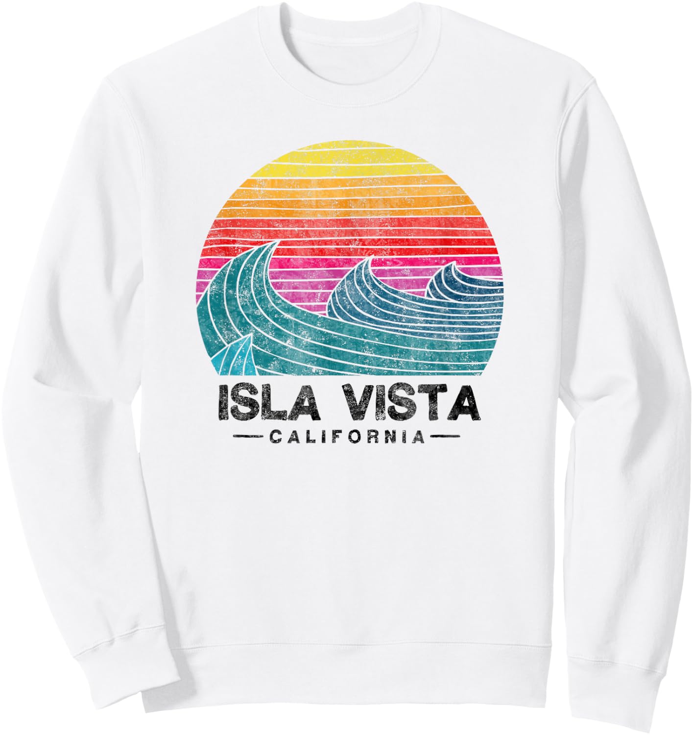 Isla Vista Surfing Waves Beach Retro California Sunset Surf Sweatshirt - Sweatshirt | White